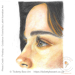 Are You There? Girls face drawn in coloured pencil
