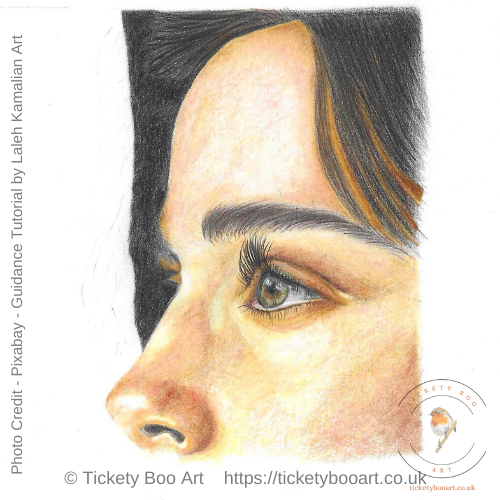 Are You There? Girls face drawn in coloured pencil